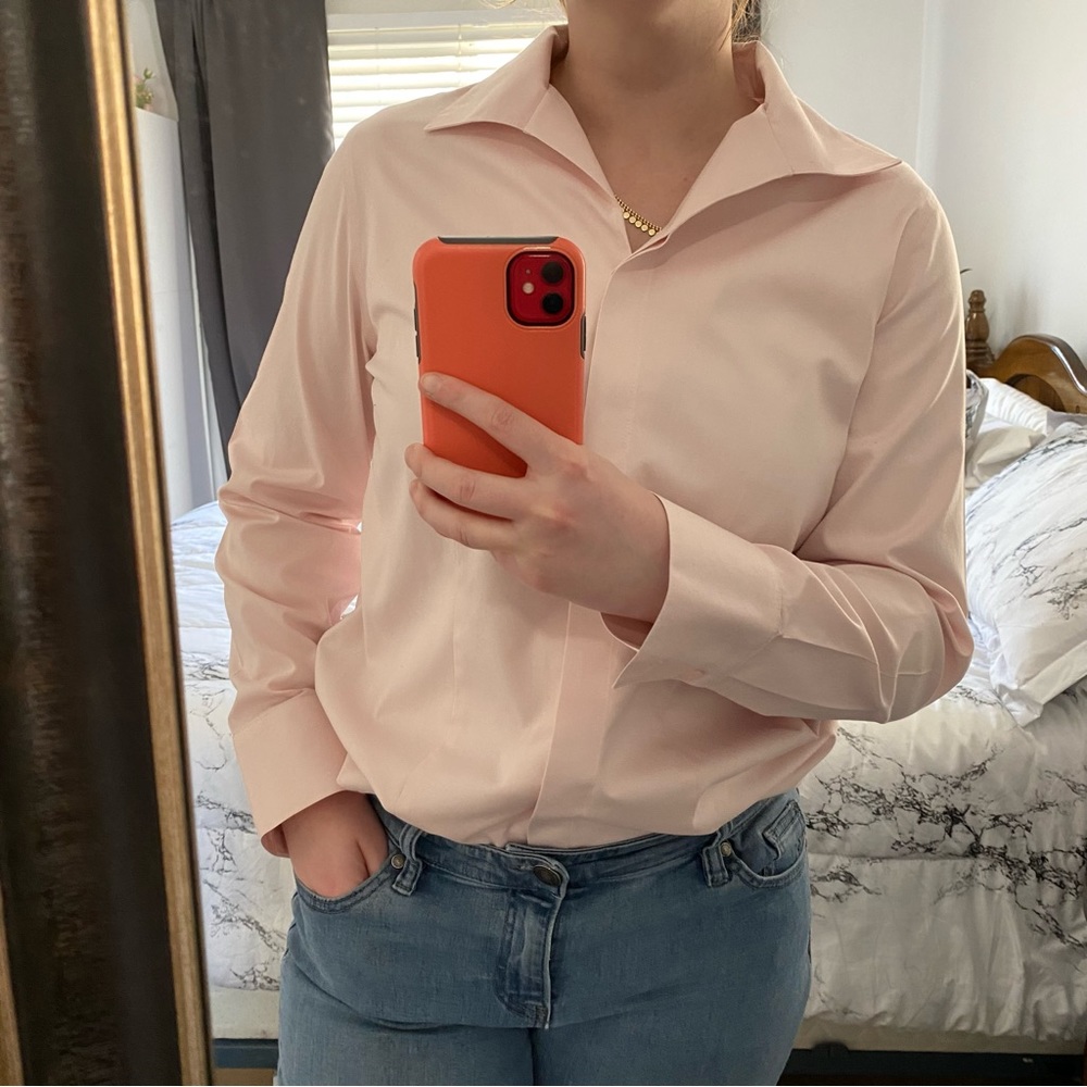 Chico's 100% Cotton Pink Button Up Blouse Size 0